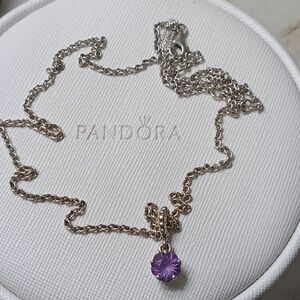 Pandora Vintage Stirling Silver And Floral Cut Amethyst Necklace Only